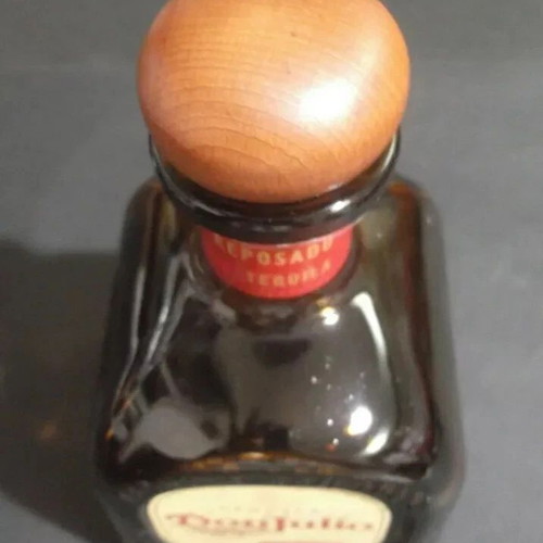 Don Julio Reposado Amber empty tequila bottle 750 ml glass with Greek text used
