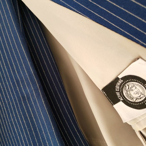 No Name striped suit used, size Large, blue
