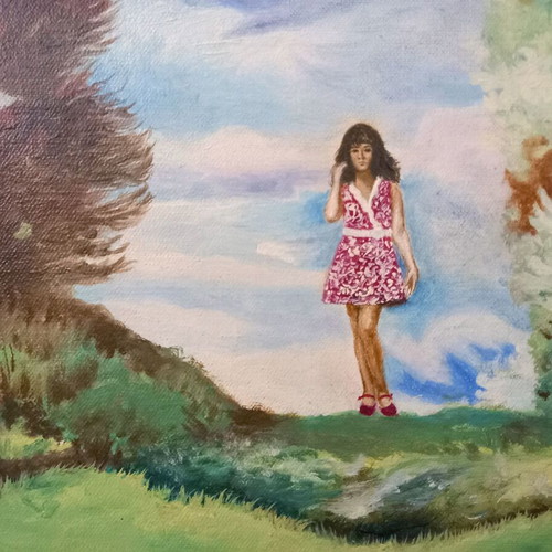 Painting Girl in Landscape used in luxury frame