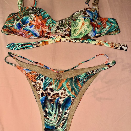 Luli Fama bikini set like new, multicolor, top medium bottom small