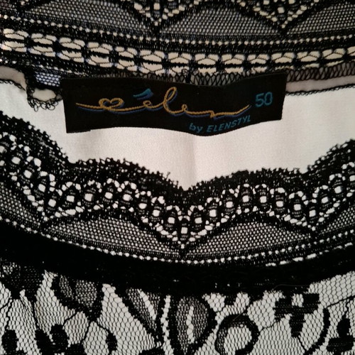 Lace women's blouse with black satin section like new, size L
