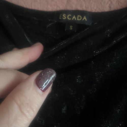 Escada blouse new with unique weave and metallic details, black, size S