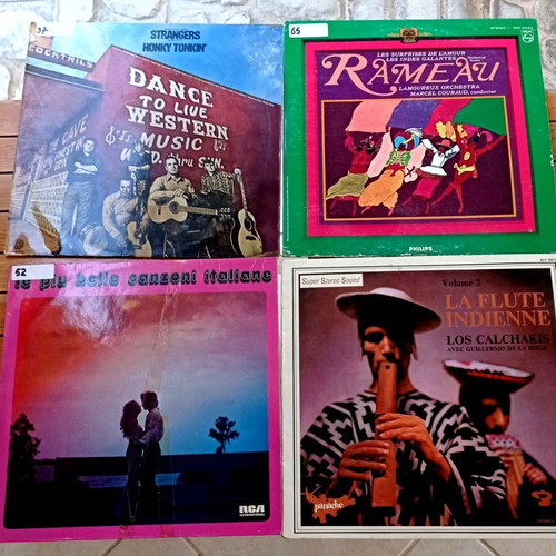 Vinyl LP lot of 4 records, ethnic flute, Italian retro, classical, western