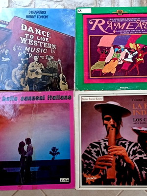 Vinyl LP lot of 4 records, ethnic flute, Italian retro, classical, western