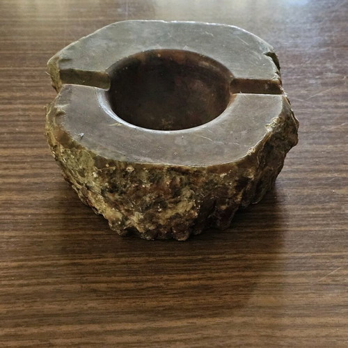 Stone ashtray used, handmade, heavy, ideal for outdoor use