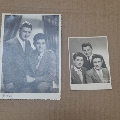 Black and white photos of young men used, 1950s decade, set of 2