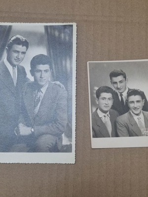 Black and white photos of young men used, 1950s decade, set of 2