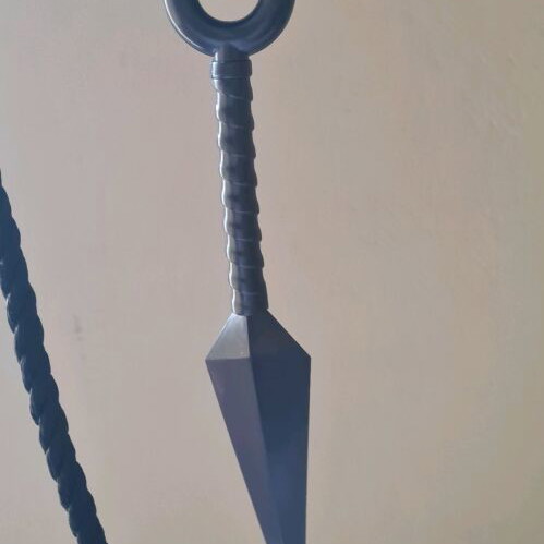 Kunai rubber ninja throwing knife like new with 2 meters black rope