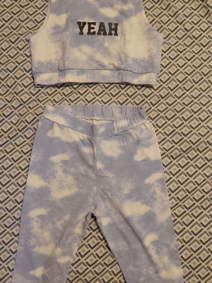 Evita summer set for girls with capri pants, white and blue