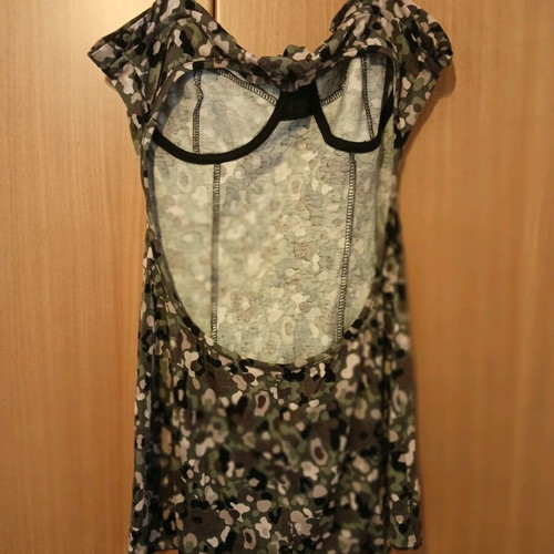 Denny Rose Army blouse open back like new, size L