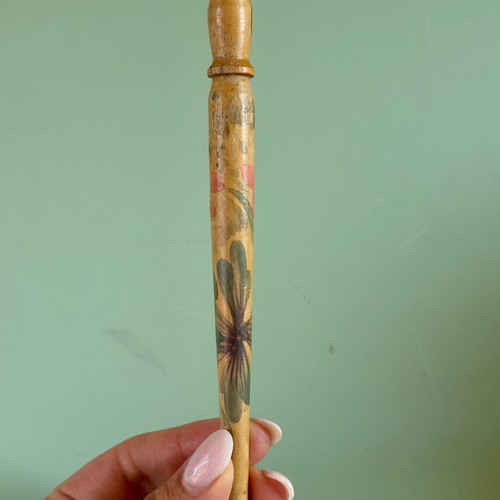 Vintage pen used, handmade Russian folk art wooden matryoshka design