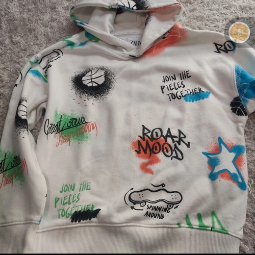 Zara hoodie like new, white multicolor