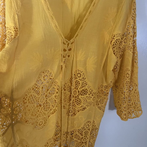 Cotton kaftan with embroidery size L-XL new, yellow and orange
