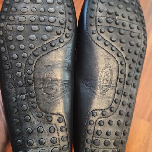 Tod's Ferrari men's loafers used, black matte leather, size 42.5-43