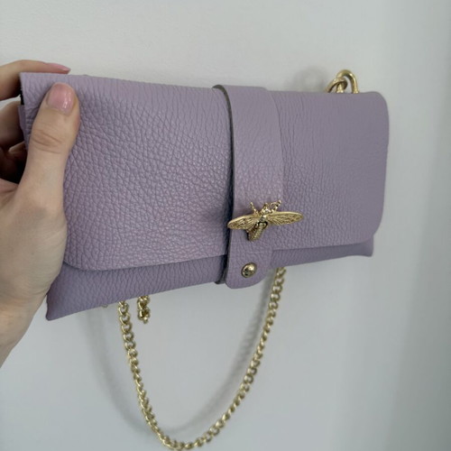 Leather shoulder bag Made In Italia new, purple