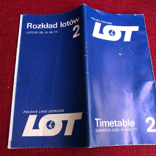 Retro official LOT Polish Airlines timetable summer 1977 like new