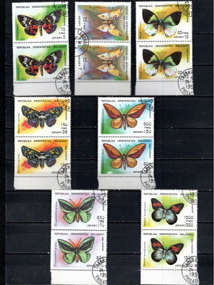 Μαδαγασκάρη 1992 Butterflies κομπλε σειρά ζευγος μεταχειρισμένα, σφραγισμένα