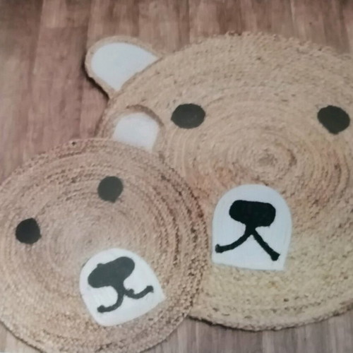 Juta rugs bear design new, set of 2 pieces
