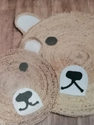 Juta rugs bear design new, set of 2 pieces