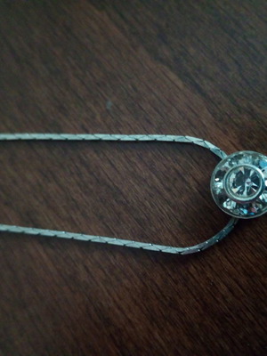 Vintage pendant with iridescent crystal used on flat chain