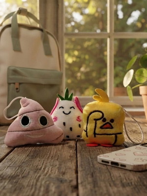 Plush Keyring Set Poop Dragon Fruit Little Yellow Duck New