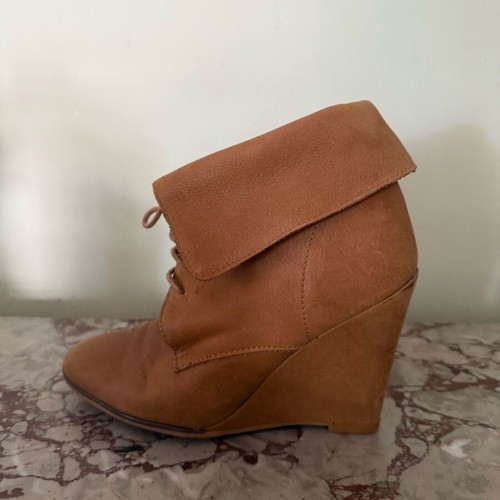 Zara ankle boots size 38 like new, brown wedge heel
