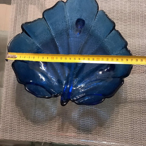 Vintage blue leaf-shaped platter like new