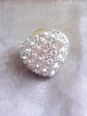 Bridal earrings like new with heart-shaped rhinestones, white