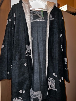 Grey robe with hood new, size XS, loose fit