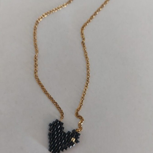 Miyuci small black heart necklace stainless steel new