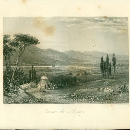 Old 19th century engraving used depicting Olympia area