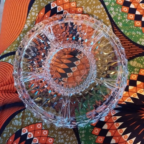 Vintage crystal serving platter with 6 compartments 27x27 cm like new