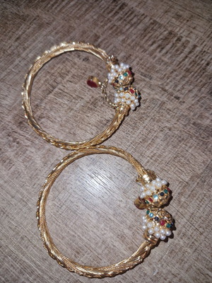 Bracelets, pack of 2, gold color