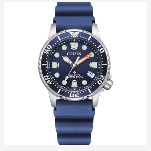 Citizen Promaster 44mm Eco-Drive men's watch with blue rubber strap like new