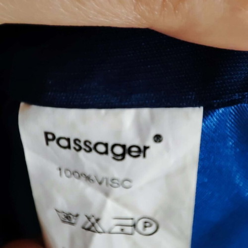 Φόρεμα Passager μπλε ρουά μίνι σαν καινούργιο, αρχαίο ελληνικό στυλ με χρυσές λεπτομέρειες