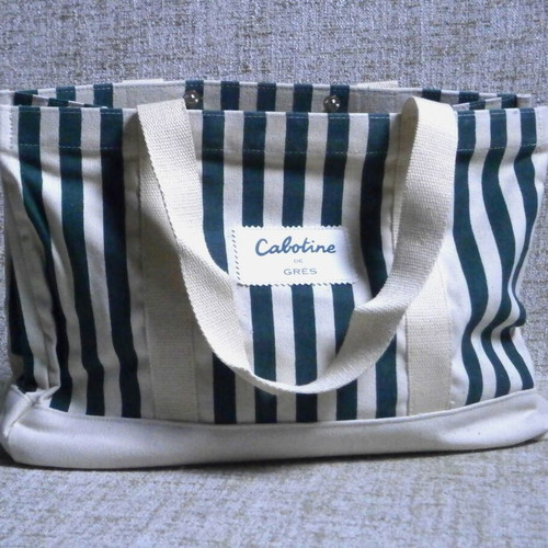 Cabotine de Gres women's hand bag new, fabric white and blue