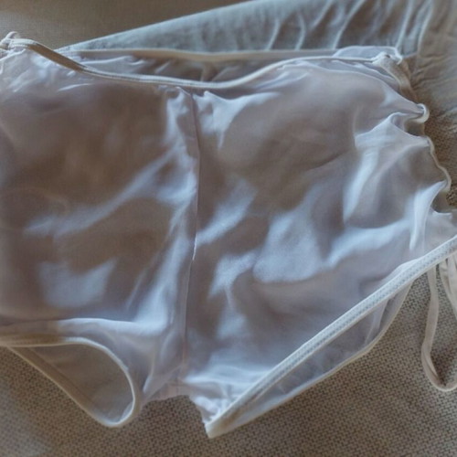 White Shein Beach Shorts M used with Side Drawstrings