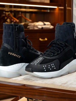 Versace Cross Chainer High Sneakers New, Size 46