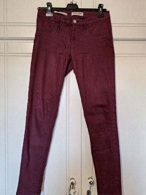 Skinny elastic pants like new, burgundy-purple, size L