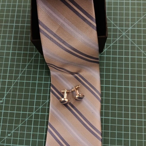 Tie set with cufflinks new gray and blue