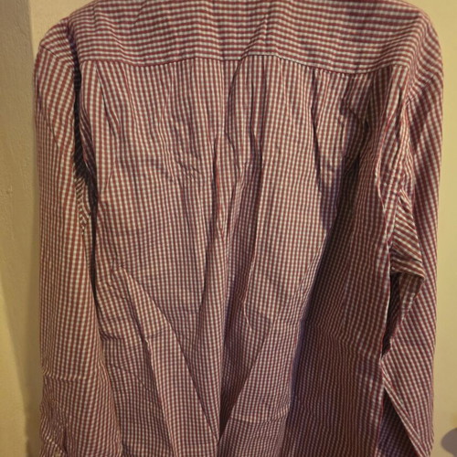 Men's checked shirt, size L, white and red