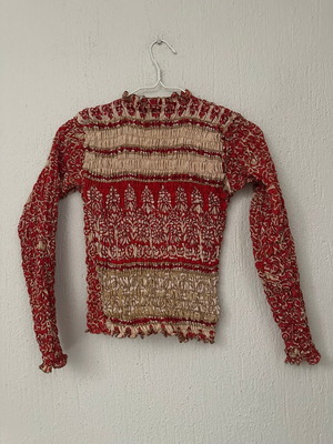 Червен копринен топ Prag като ново, размер XS