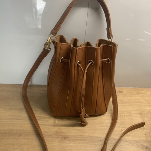 Crossbody bag, brown, 22x18 cm, drawstring closure