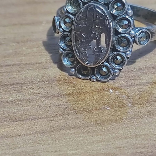 Rhoditic silver-gold ring with marcasites like new, size 15