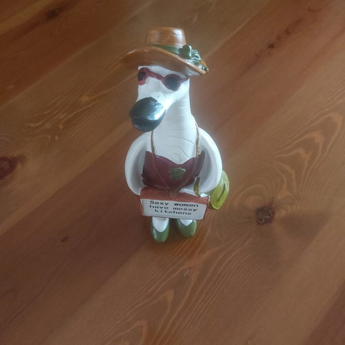 Humorous decorative duck with hat and sunglasses, like new