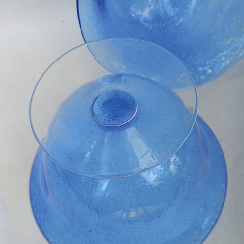 Glass bowl set like new, two decorative handblown pieces