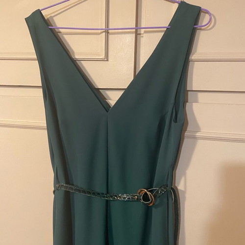 Helmi women's green crepe dress with croco belt