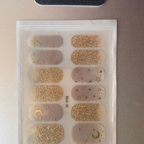 Nail wraps with gold moon design new with nail file
