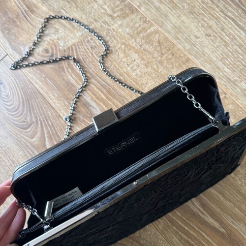 Eternel lace clutch crossbody bag worn once, black