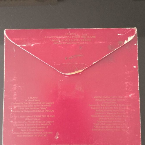 Def Leppard Slang CD used with hits Can't Keep Away from the Flame